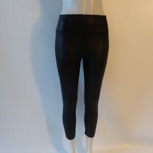Womens 390 Black 100% Leather Flat Front Pull-On Skinny Pants S